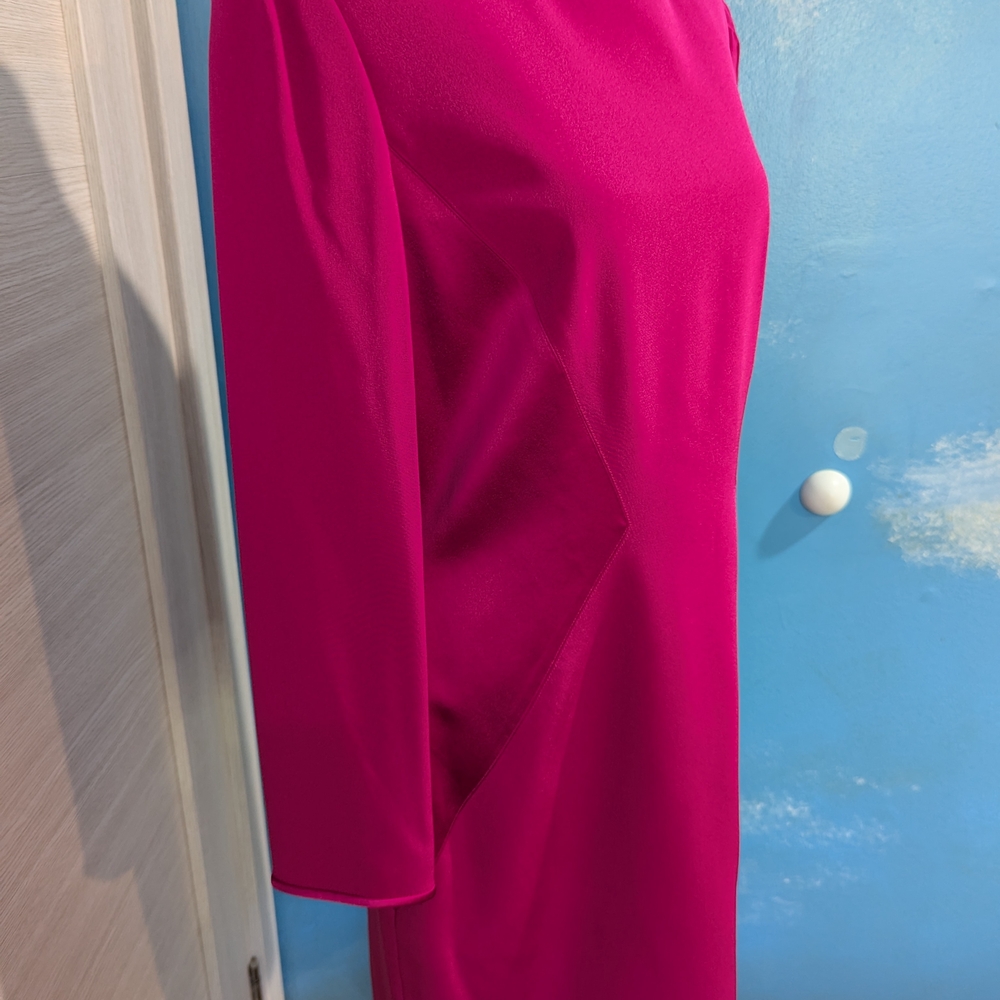 STARINGTON Vintage Pink Sheath Dress Long Sleeve Crew Neck, size 8, 100% silk - Picture 4 of 12